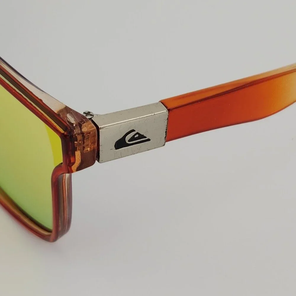Quiksilver Round Flat Lens Sunglasses Black-Orange Fade Orange Mirror Lens Q27
